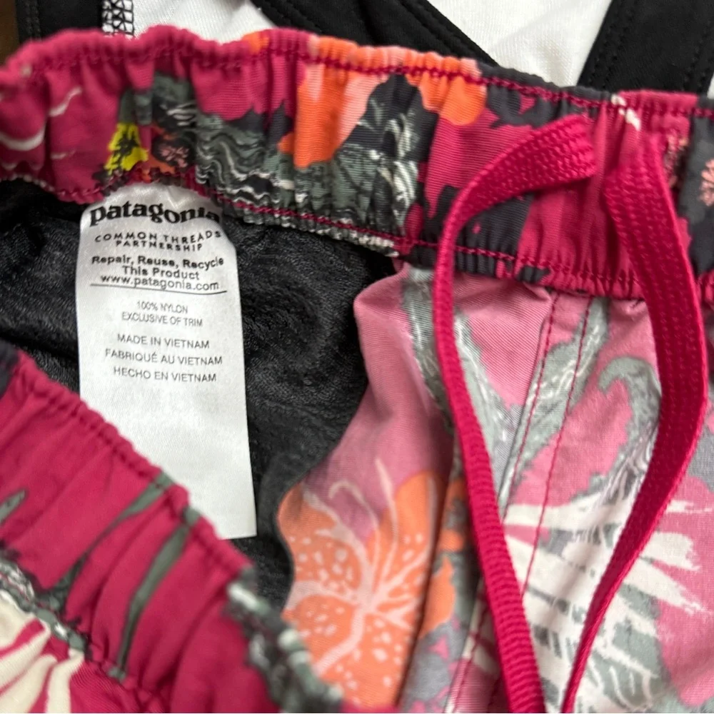 Patagonia Women's Athletic Shorts in Pinkish Red with Floral Pattern